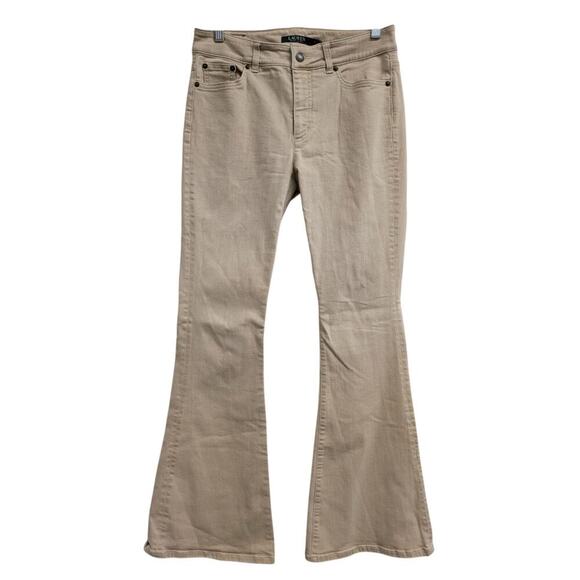Ralph Lauren Premier Flare Beige Jeans Size 6 Y2K Western Core - Picture 1 of 4